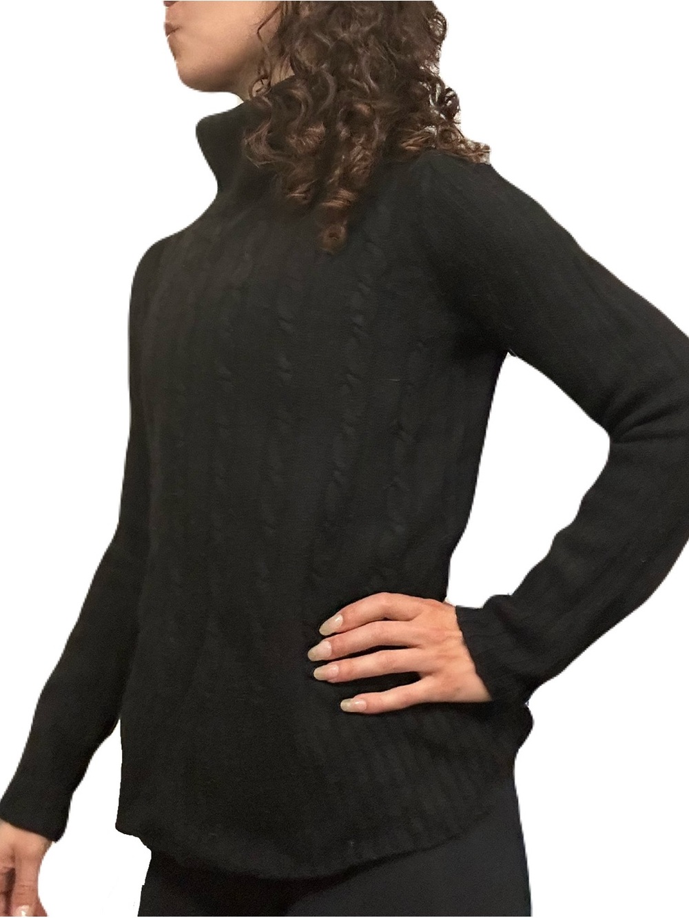 J. Crew Black Cable-Knit Turtleneck Sweater